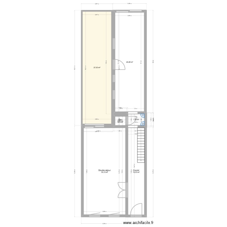 Rez -de-chaussée. Plan de 6 pièces et 97 m2