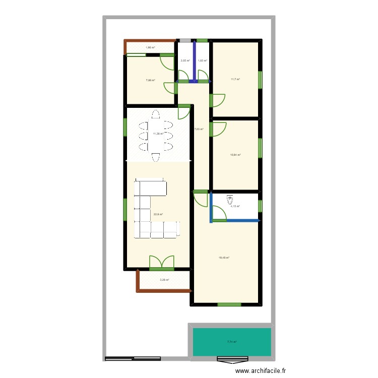 дома. Plan de 13 pièces et 112 m2