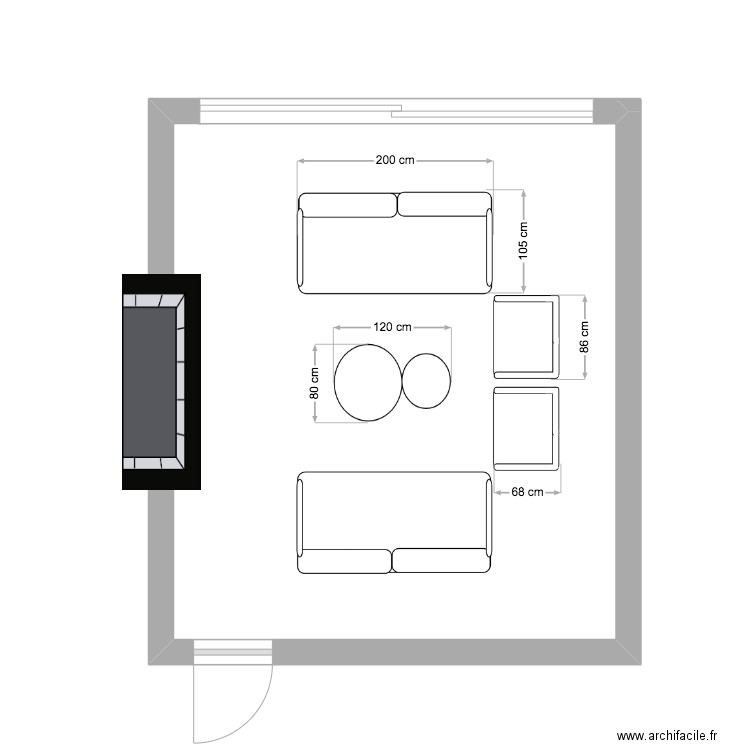 Deep 200 cm. Plan de 0 pièce et 0 m2