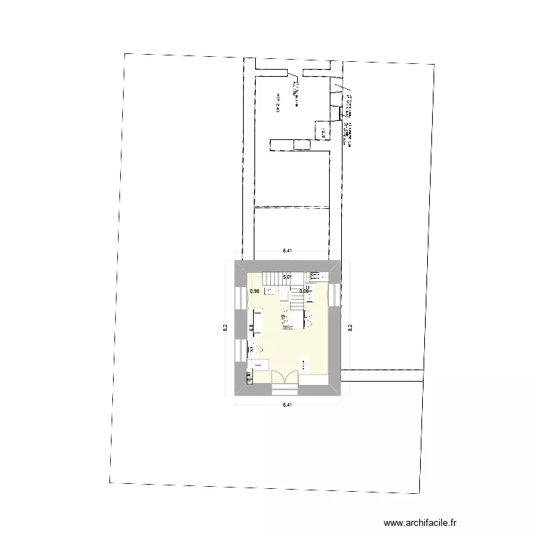 Long&egrave;re escalier ouest. Plan de 