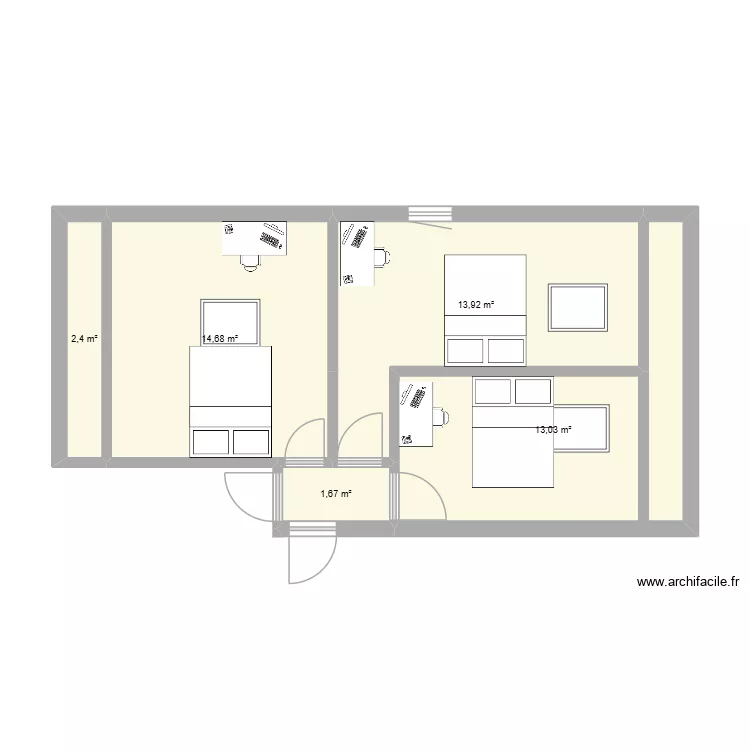Maison 2ème étage 2. Plan de 5 pièces et 46 m² Maison 2ème étage 2. Plan de 5 pièces et 46 m²