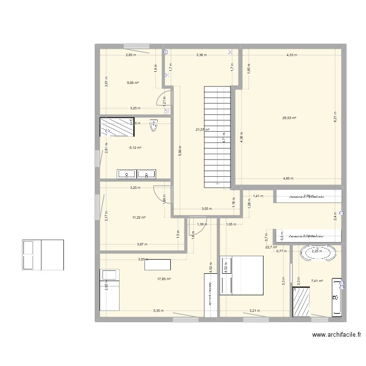 08.12 SEVAL. Plan de 8 pièces et 128 m2