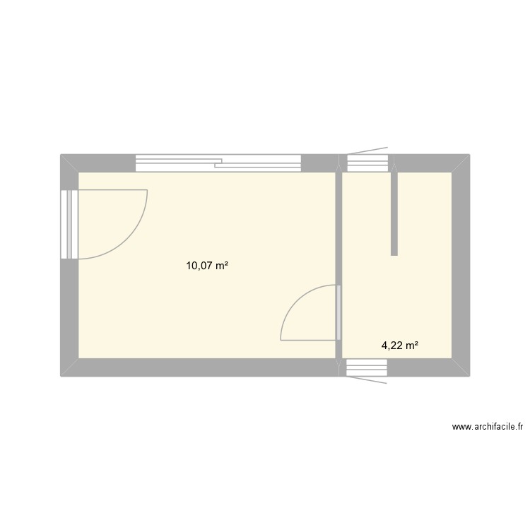 Saléon 2029. Plan de 2 pièces et 14 m2