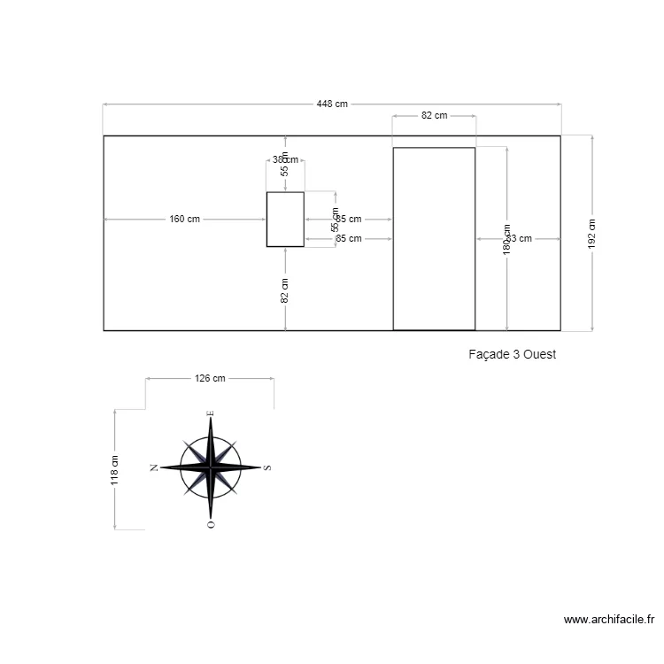Fa&ccedil;ade 3 ouest. Plan de 