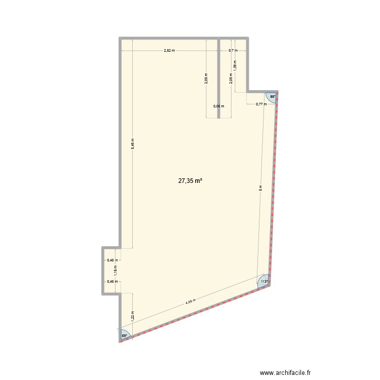guillou. Plan de 1 pièce et 27 m2