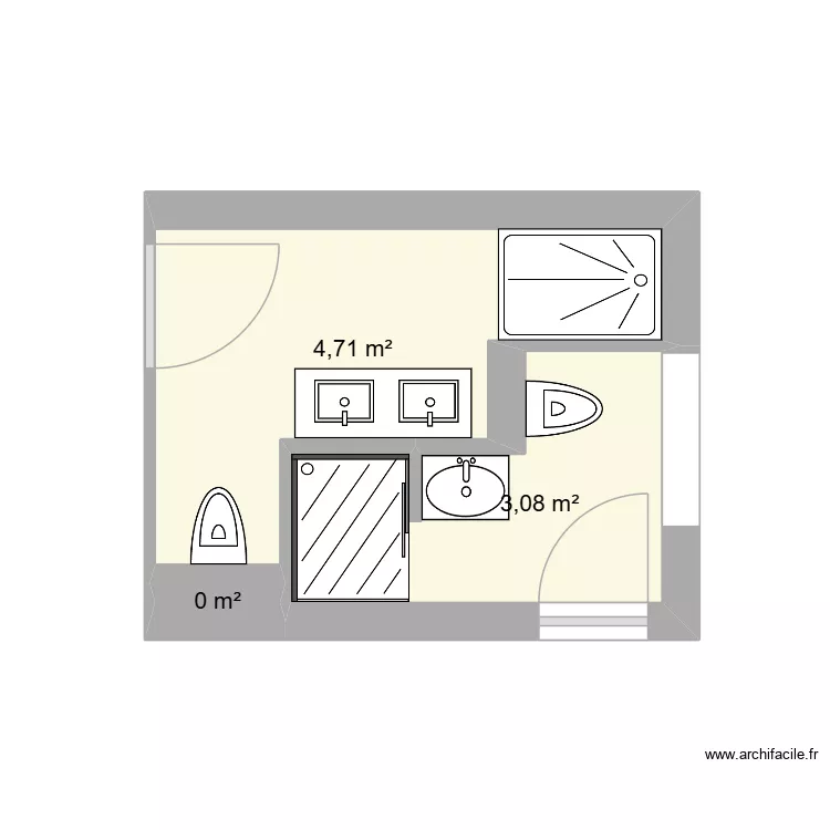 SDB 28 Poincarr&eacute; V3. Plan de 3  et 8 m²