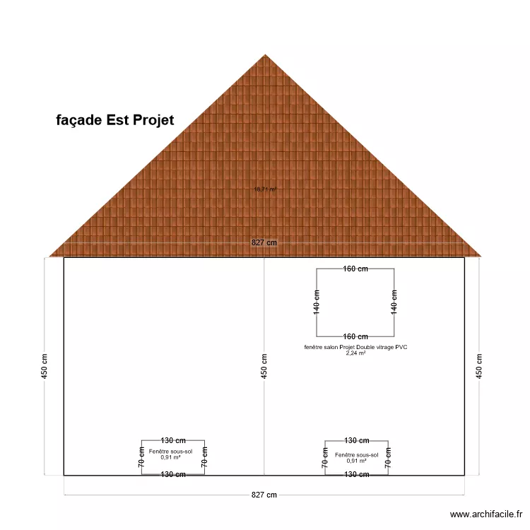 fa&ccedil;ade Est Projet. Plan de 