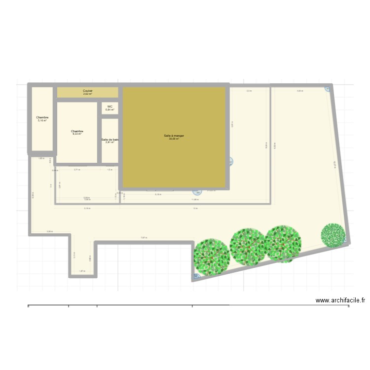 LONGEVILLE suite1. Plan de 6 pièces et 60 m2