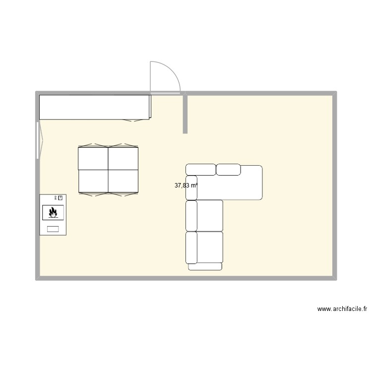 cuisine essai. Plan de 1 pièce et 38 m2
