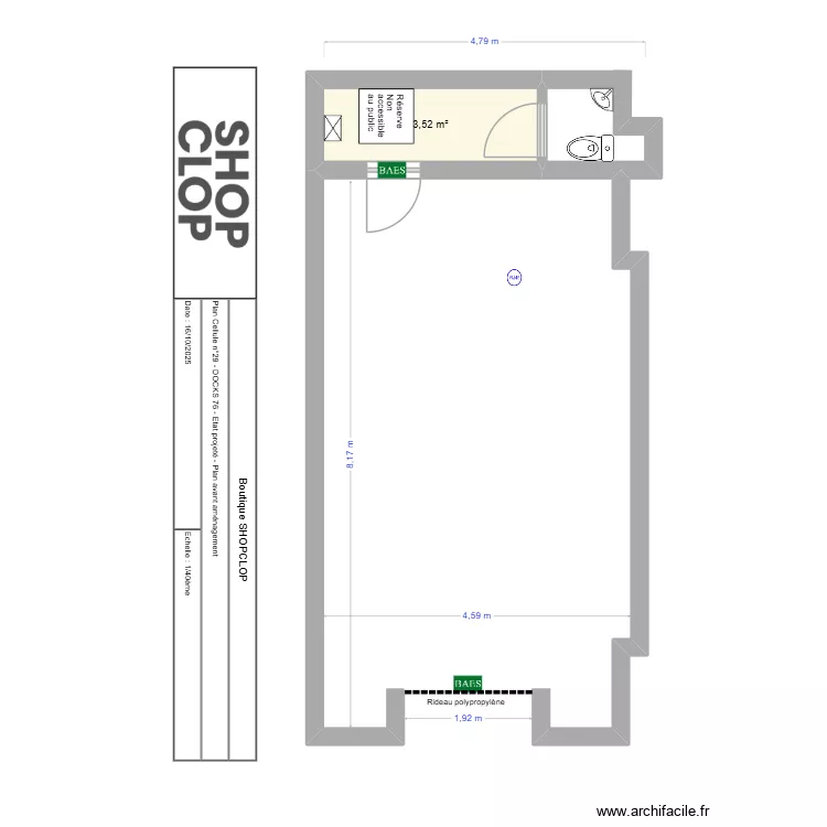 Docks shopclop avant am&eacute;nagement. Plan de 