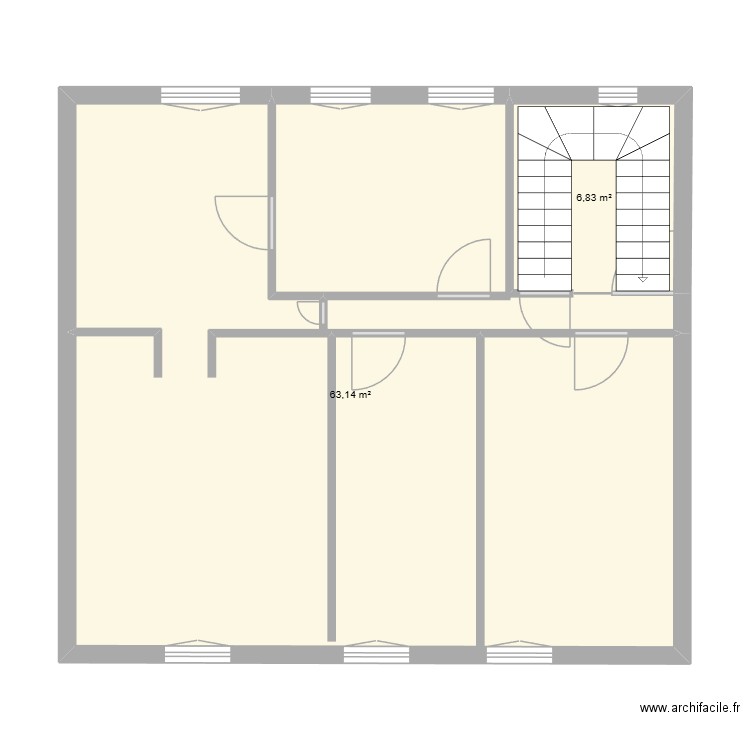 RDC 1 Office. Plan de 2 pièces et 70 m2