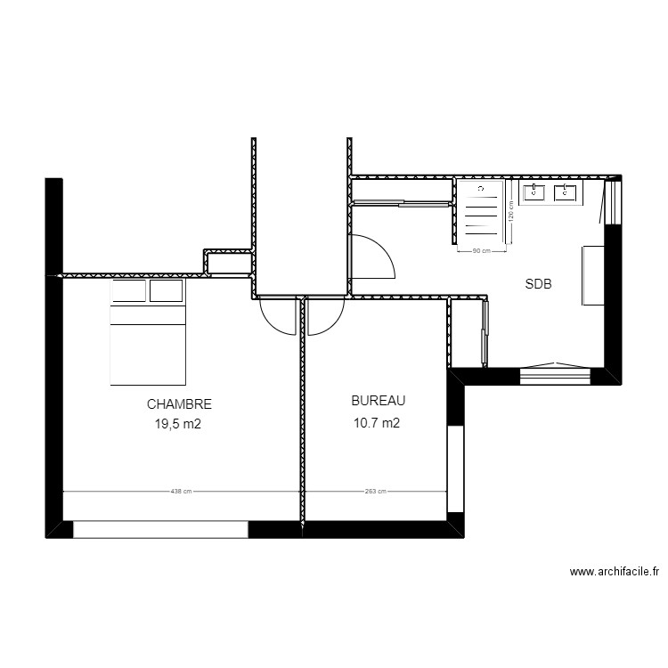 DUFRECHE PROJET. Plan de 4 pièces et 44 m2