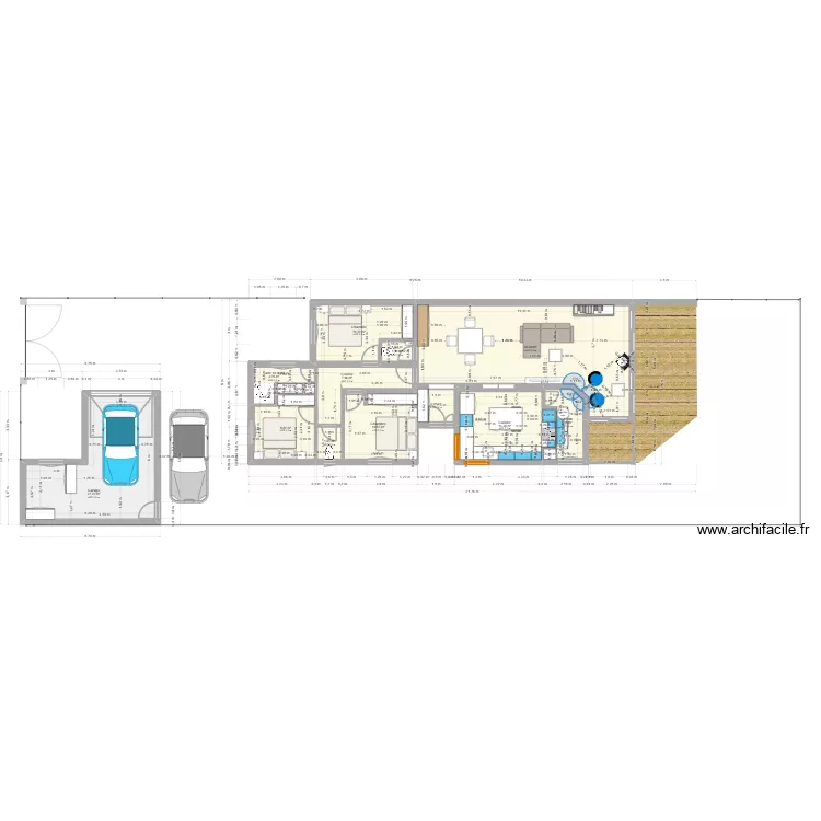 Maison terrain de 11 m&egrave;tres de large. Plan de 12 Pièces et 138 m²