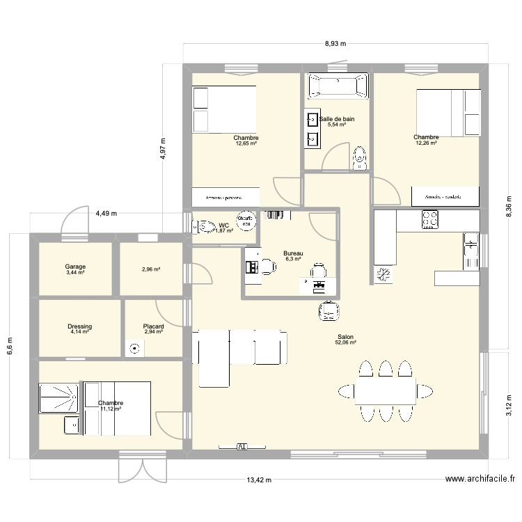 projet maison 09/11/2025. Plan de 11 pièces et 115 m2