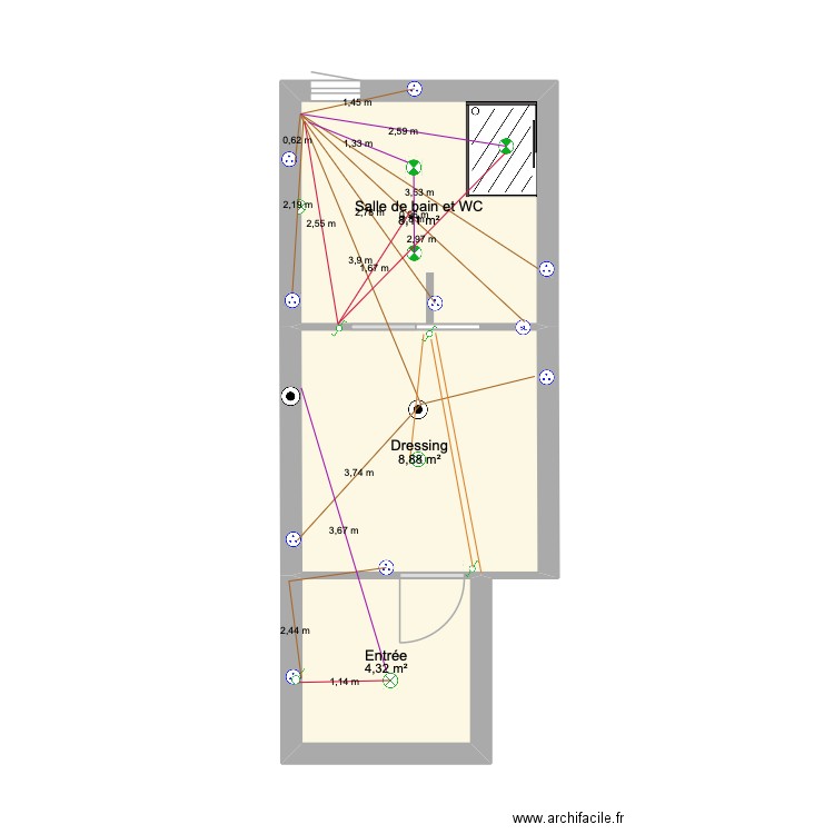 extension. Plan de 3 pièces et 21 m2