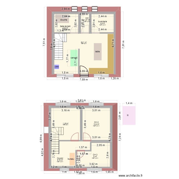 plan veyrial 3. Plan de 8 pièces et 134 m2