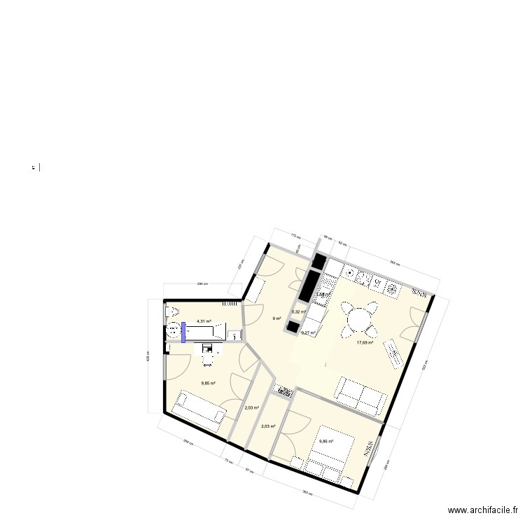 CHARVET - FG. Plan de 13 pièces et 58 m2
