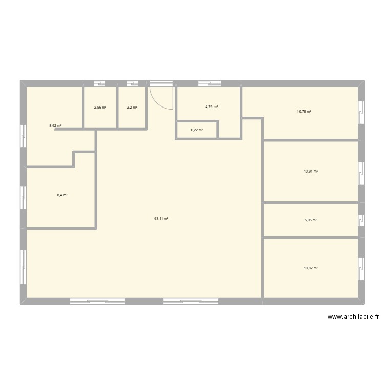 Plan maison bois n°1. Plan de 11 pièces et 129 m2
