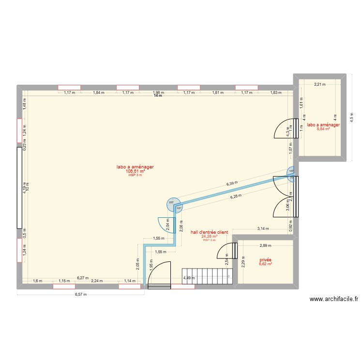 labo transfo pegon. Plan de 4 pièces et 146 m2