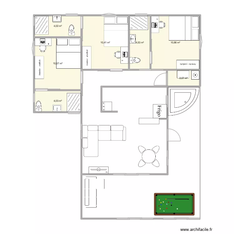 rom. Plan de 7  et 46 m²