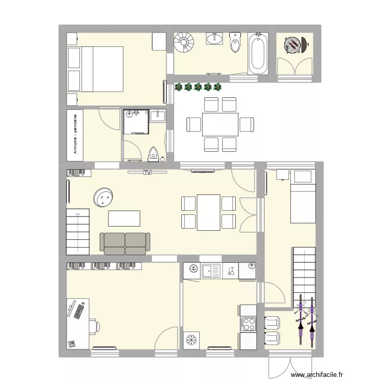 7 Ernestine rdc. Plan de 9  et 73 m²