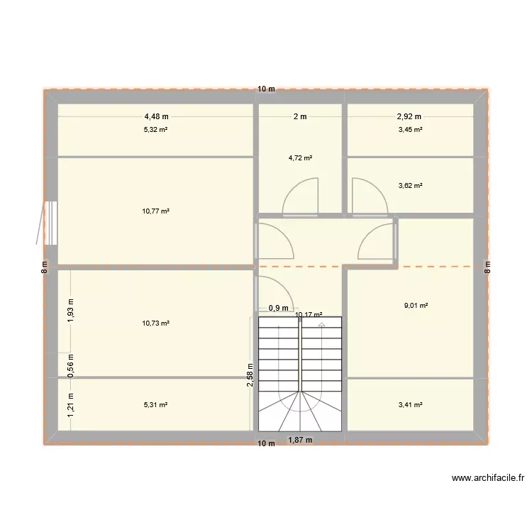 Combles 2. Plan de 10 Pièces et 67 m²