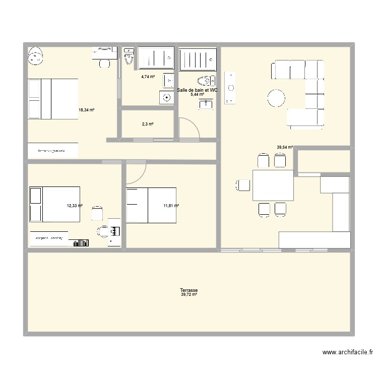 plan1. Plan de 8 pièces et 134 m2