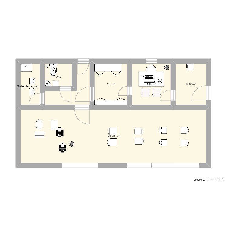 Atol Pamiers. Plan de 6 pièces et 50 m2