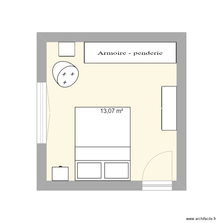 CHAMBRE 1 MARC. Plan de 1 pièce et 13 m2