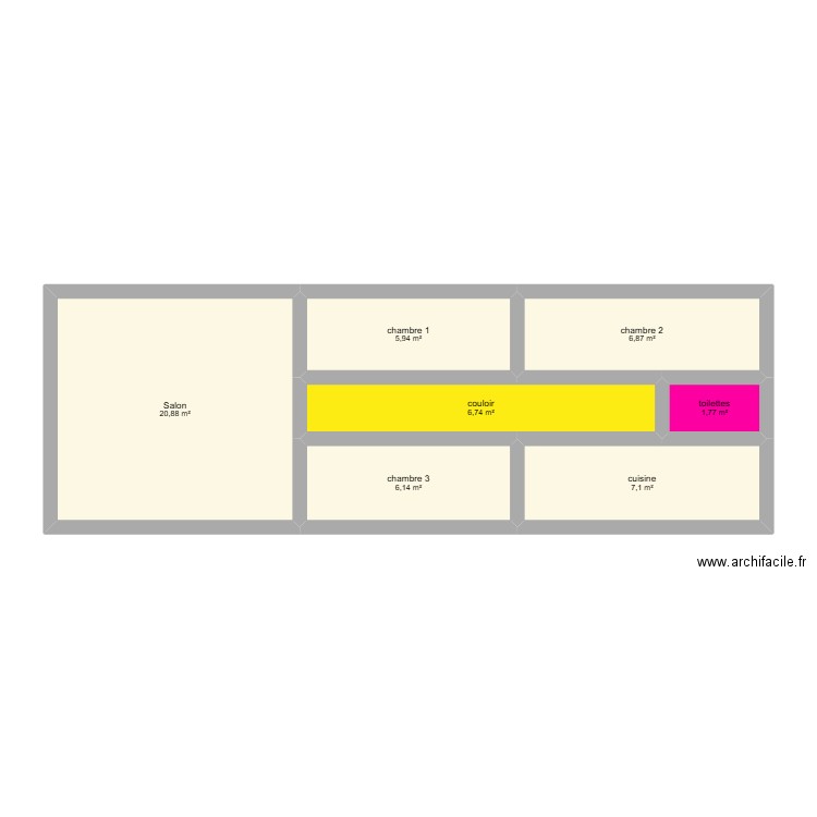 maison. Plan de 7 pièces et 55 m2