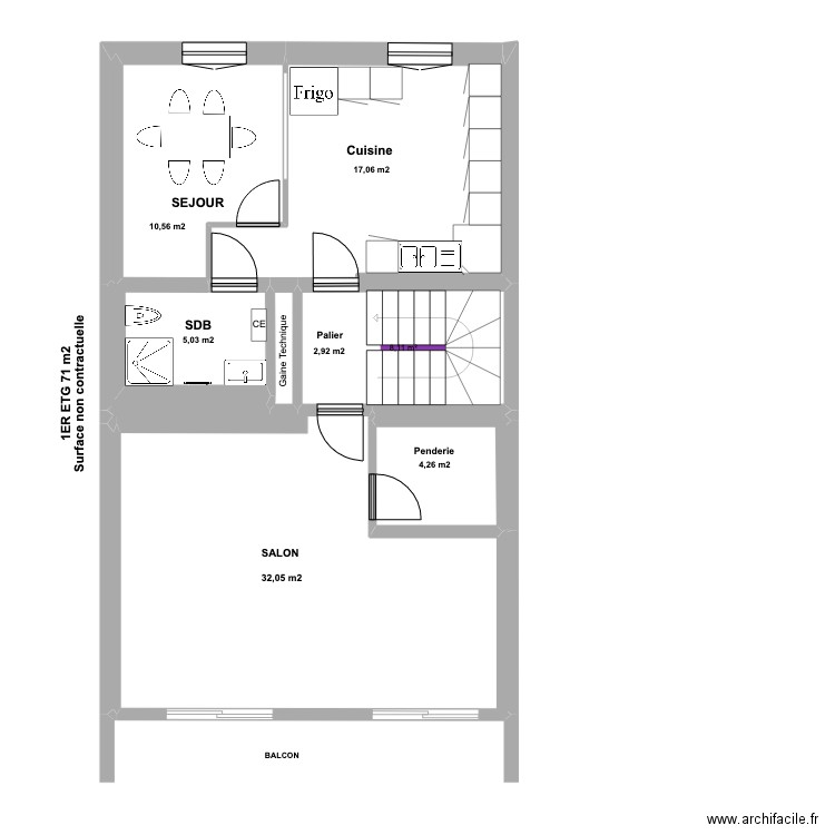 LOT B INDIVIDUELLE 1ER ETAGE 28 01 2024. Plan de 9 pièces et 78 m2