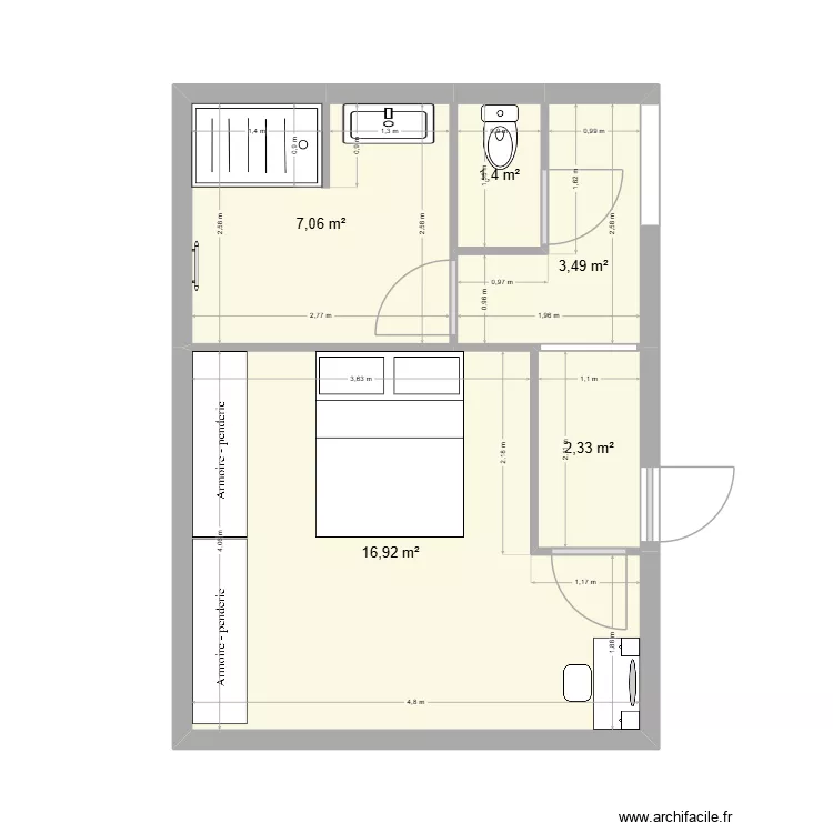 rompon 1. Plan de 5  et 31 m²