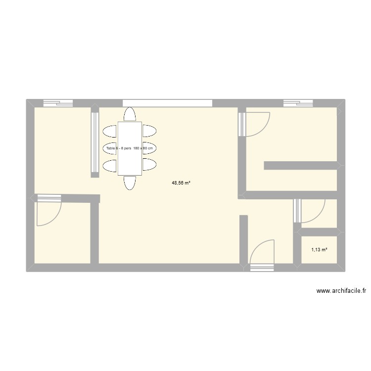 lancieux. Plan de 2 pièces et 50 m2