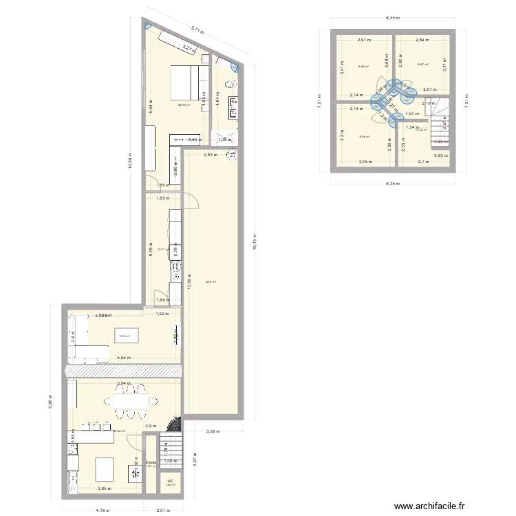 RDC Maison Loon-Plage avec marche. Plan de RDC Maison Loon-Plage avec marche. Plan de
