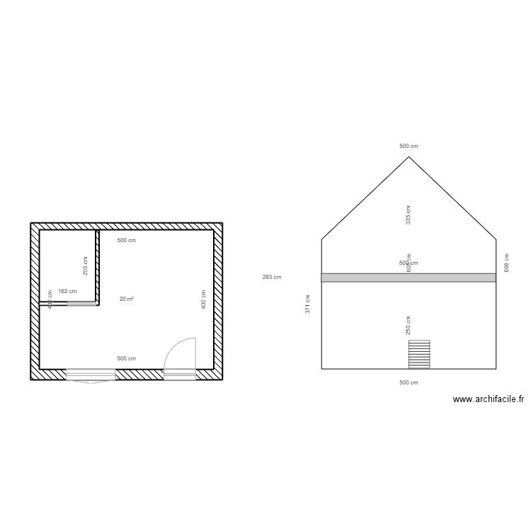 studio étudiant1. Plan de 1 pièce et 20 m2