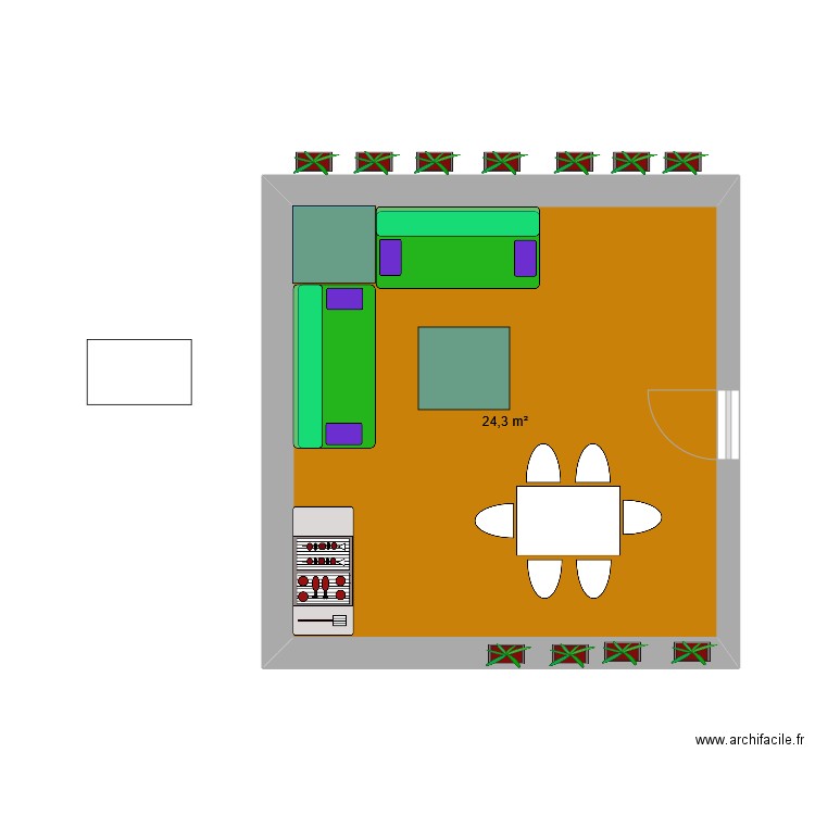 Terrasse. Plan de 1 pièce et 24 m2