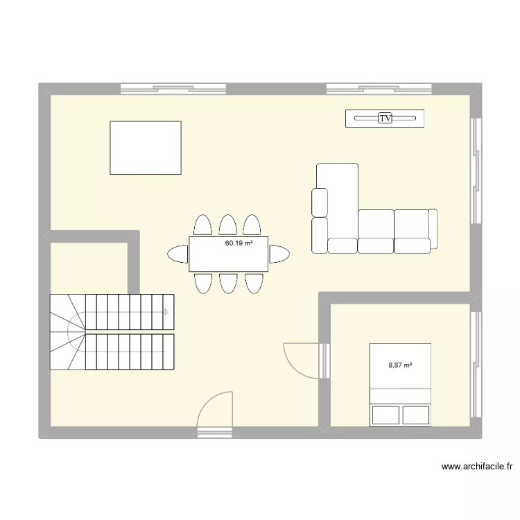 RDC V3 maison 8 m de long. Plan de 2 et 69 m² RDC V3 maison 8 m de long. Plan de 2 et 69 m²