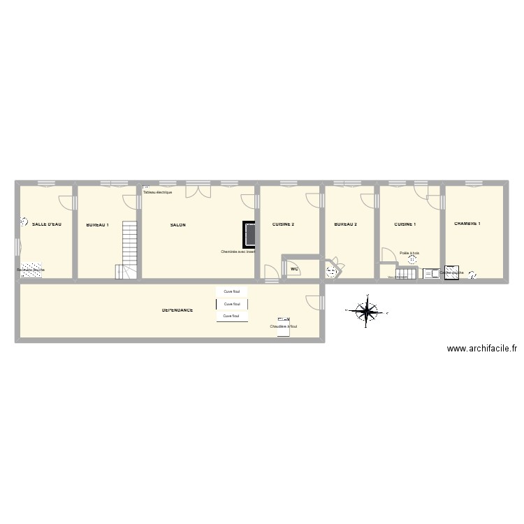 COSSE Larderie_RDC. Plan de 11 pièces et 189 m2