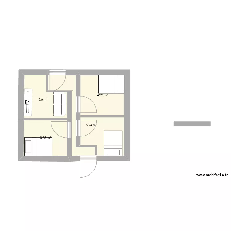 Maison latalier. Plan de 4  et 17 m²