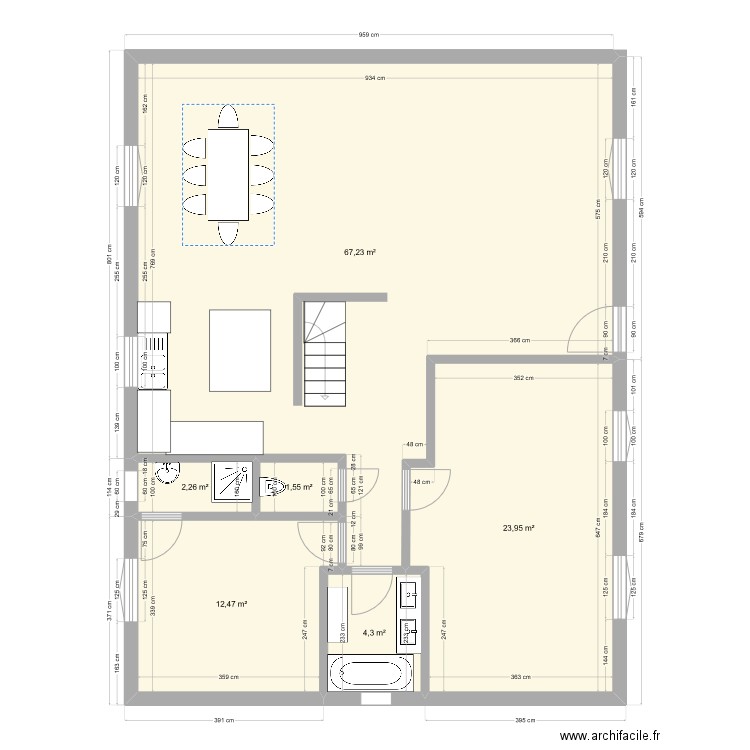 Muriel Chartres RDC V02. Plan de 6 pièces et 112 m2