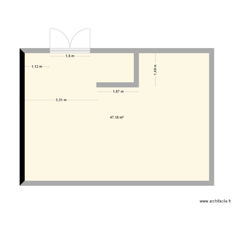 Billard. Plan de 1 pièce et 47 m2