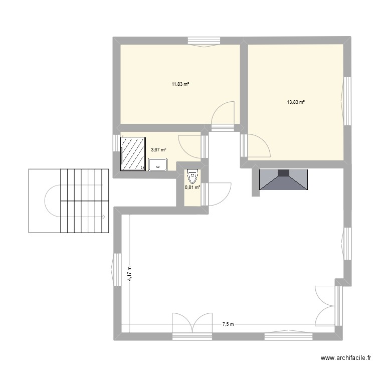 Maison. Plan de 4 pièces et 30 m2