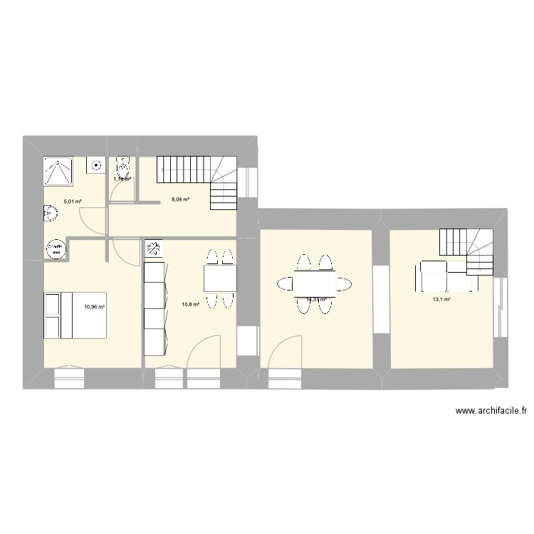 mareau ancien VD. Plan de 7 pièces et 63 m2
