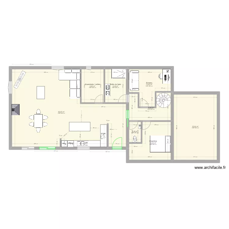 Maison la Roque - test surelevation garage. Plan de 
