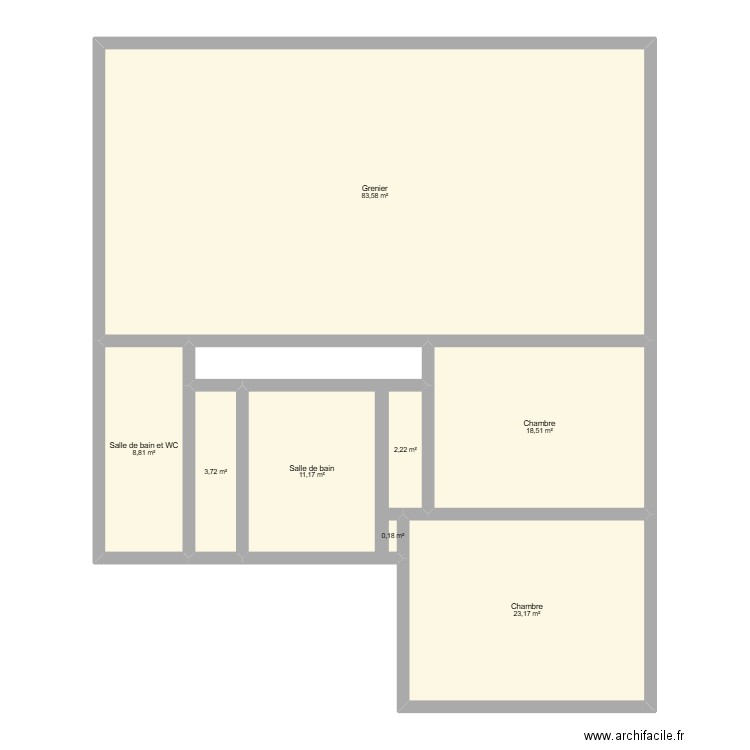 1 er etage  beho. Plan de 8 pièces et 151 m2