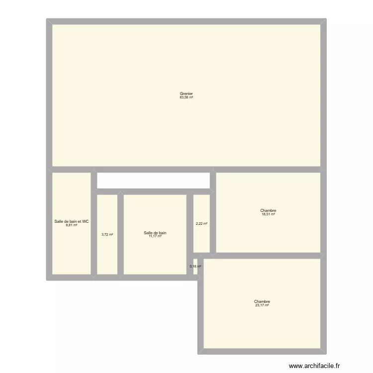 1 er etage  beho. Plan de 8 pièces et 151 m²