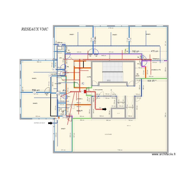 VMC. Plan de 0 pièce et 0 m2