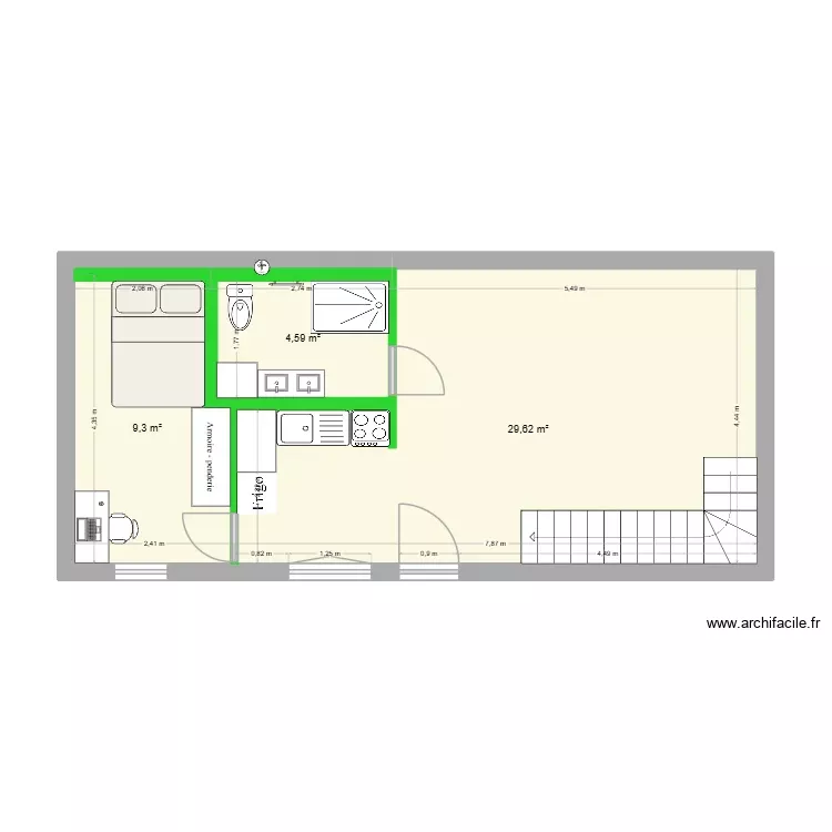 thillot aménagement. Plan de 3 Pièces et 44 m² thillot aménagement. Plan de 3 Pièces et 44 m²
