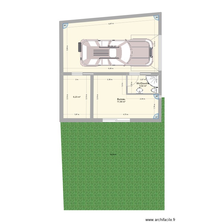 Garage. Plan de 4 pièces et 47 m2