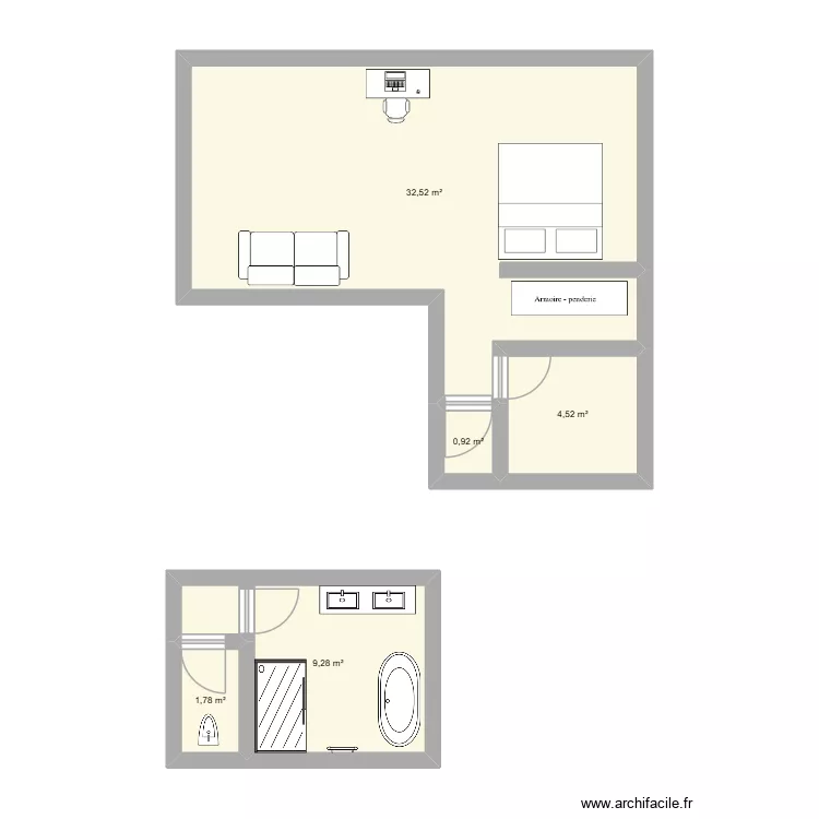 BONNEAU. Plan de 5  et 49 m²